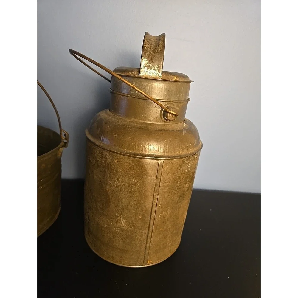 Vintage Dairy Can Galvanized Cream Milk Can with Lid & Handle & Bucket W Handle